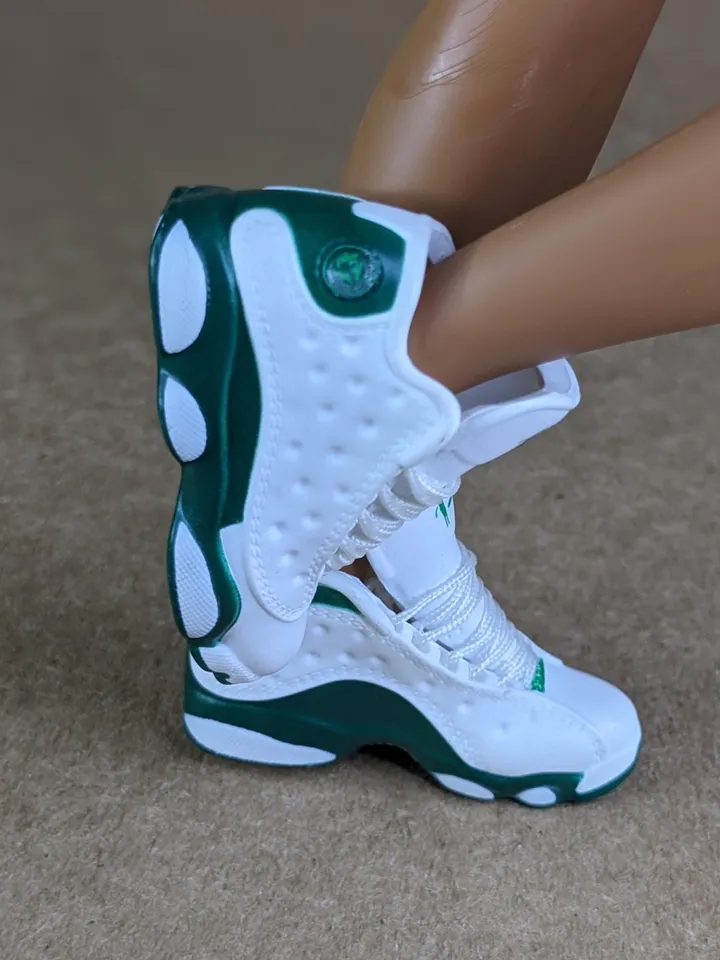 Premium white & green sneakers for 12 inch male dolls