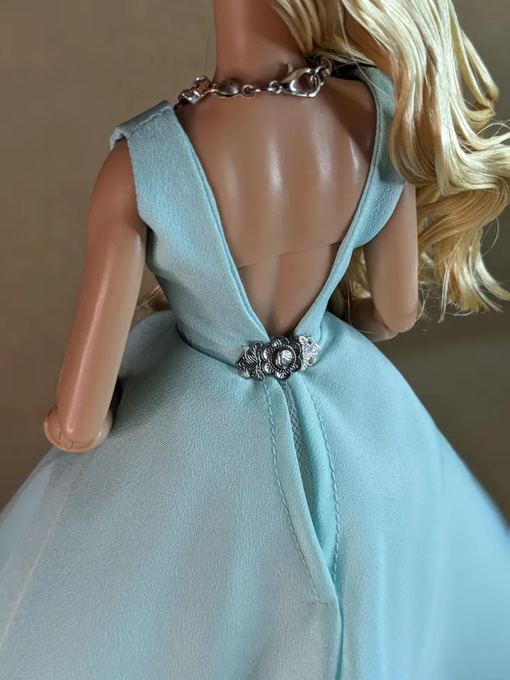Handmade turquoise evening сlassic gown for 13-inch fashion female dolls