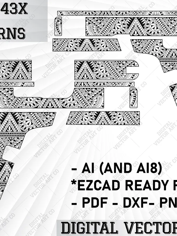 Glock 43x Patterns.svg glock patterns,digital artwork,gun engraving,Digital svg files,lasermarking,lasercut,laser engraving,engravingpattern