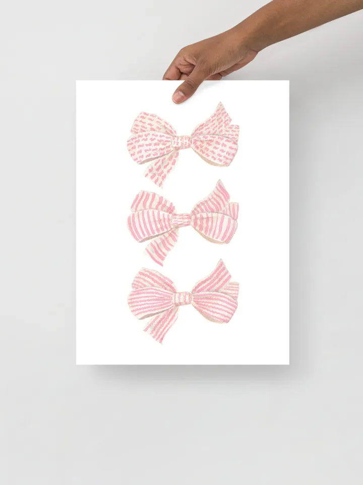 Pink Bow Watercolor Painting Print, Girly Wall Art, Teen Girl Wall Art, Baby Girl Gift, Preppy Painting, Coquette Room Decor, Trendy Print