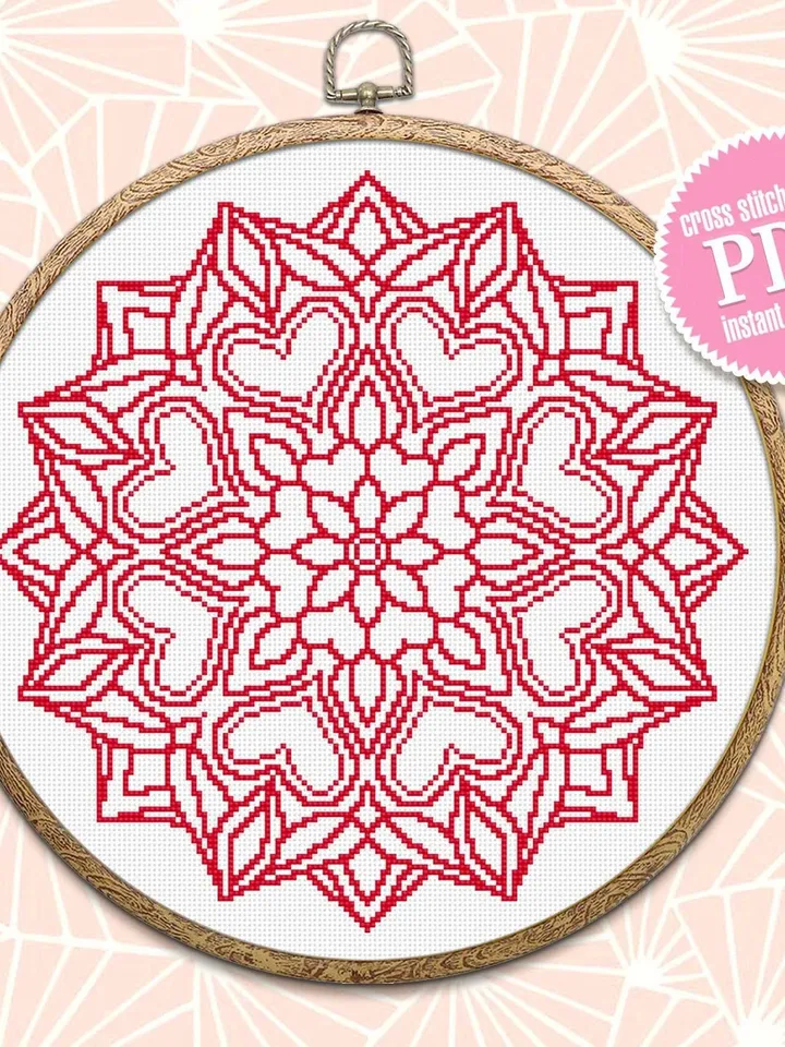 Mandala cross stitch pattern download PDF Flower mandala digital PDF Monochrome cross stitch chart Modern quick cross stitch counted #M141
