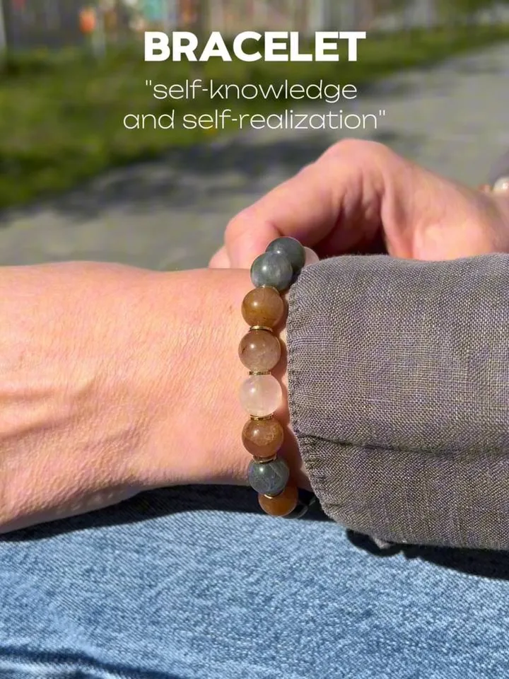 energy bracelet made of natural stones. Moonstone, labradorite, Himalayan azestulite