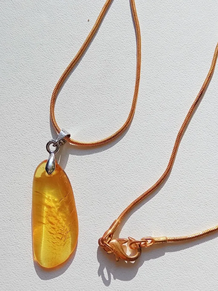Yellow Amber Healing Stone Jewelry Pendant
Gold Tone Chain Necklace Gift For Girl Women Girlfriend. Evil Eye Protective Amulet Anti Anxiety
Natural Baltic Amber Jewelry