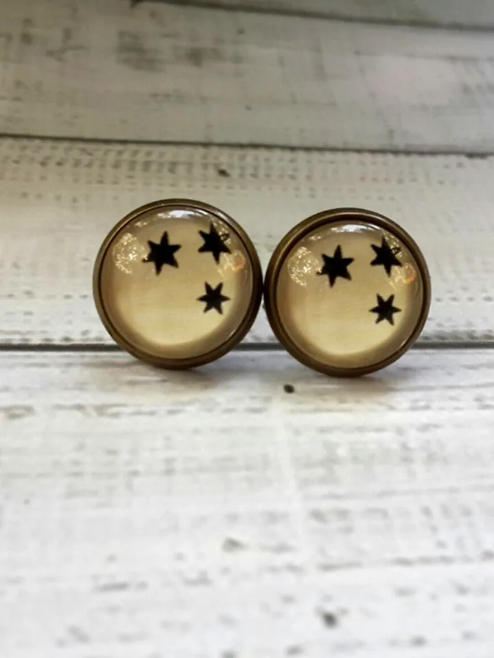 3 stars Harry Potter Earrings, Three stars HP studs recycled