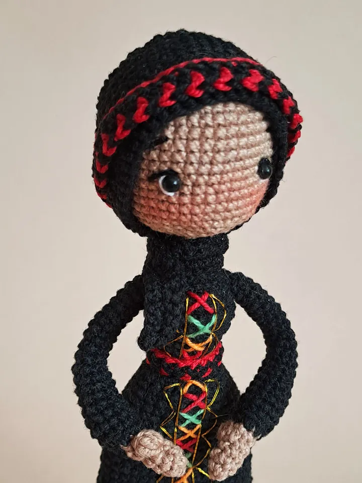 Crochet Islamic Doll in Hijab, Muslim Girl, Palestinian doll in national costume
