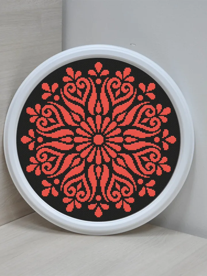 Mandala set cross stitch pattern PDF Flower mandala cross stitch chart, Monochrome mandala pattern digital download PDF Beginner stitch #S45