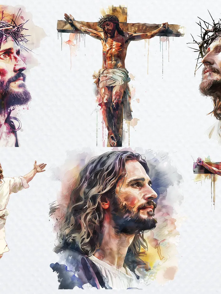 35 Jesus Christ Clipart, Faith Jesus Clipart, Printable Watercolor clipart for sublimation, Digital download, Paper craft, junk journals