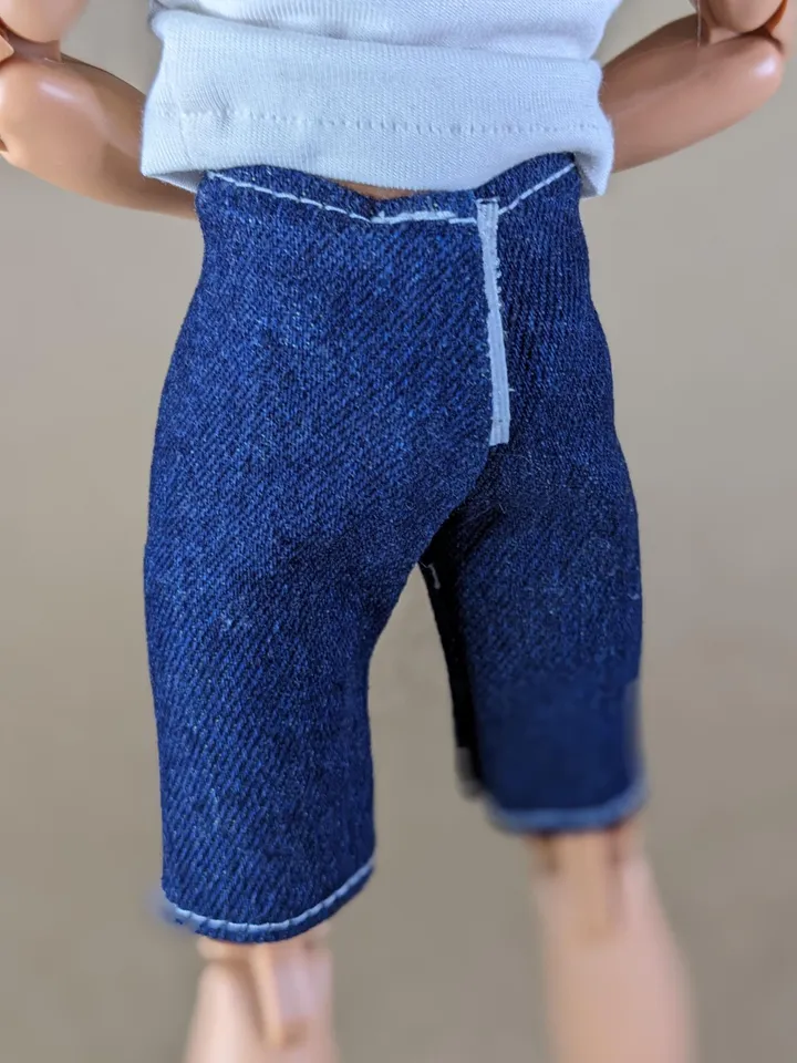 Navy denim shorts for for 12 inch fashion male dolls