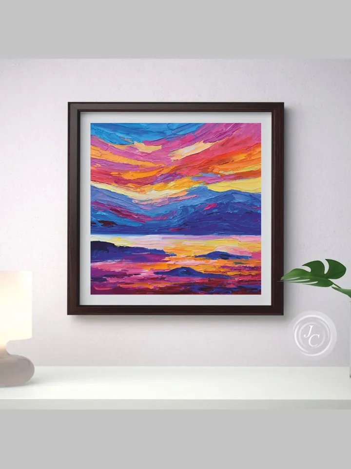 Hawaii Painting Coastal Original art 7 by 7 inches Seascape painting Colorful Sunset art