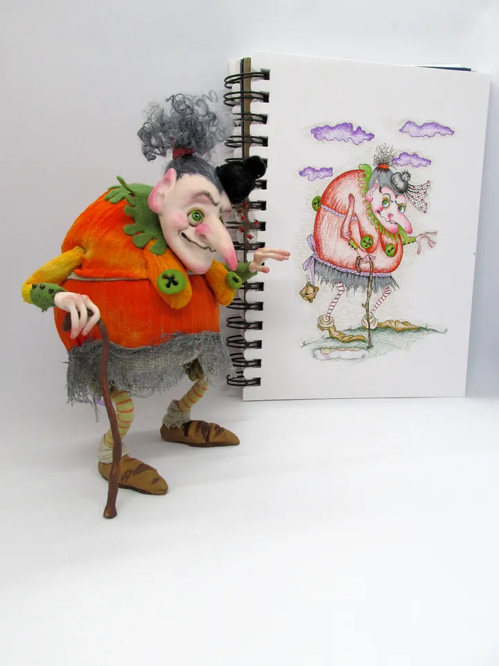 Madam Hortensia Witch,Handmade OOAK Art Doll