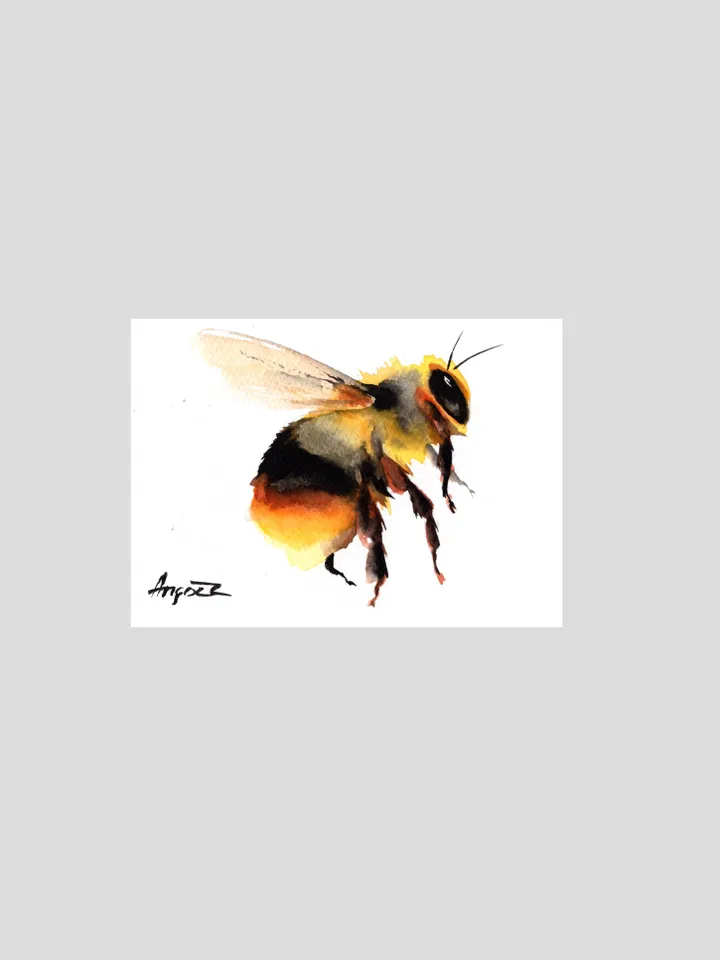 Bumblebees original watercolor, bee painting, handmade wall decor, 4x6 in small art for bees lovers by Anne Gorywine