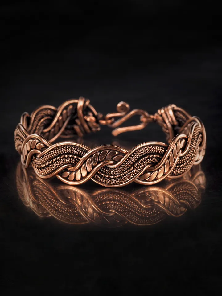 Copper wire wrapped bracelet for woman 7th Anniversary gift Small size bracelet
