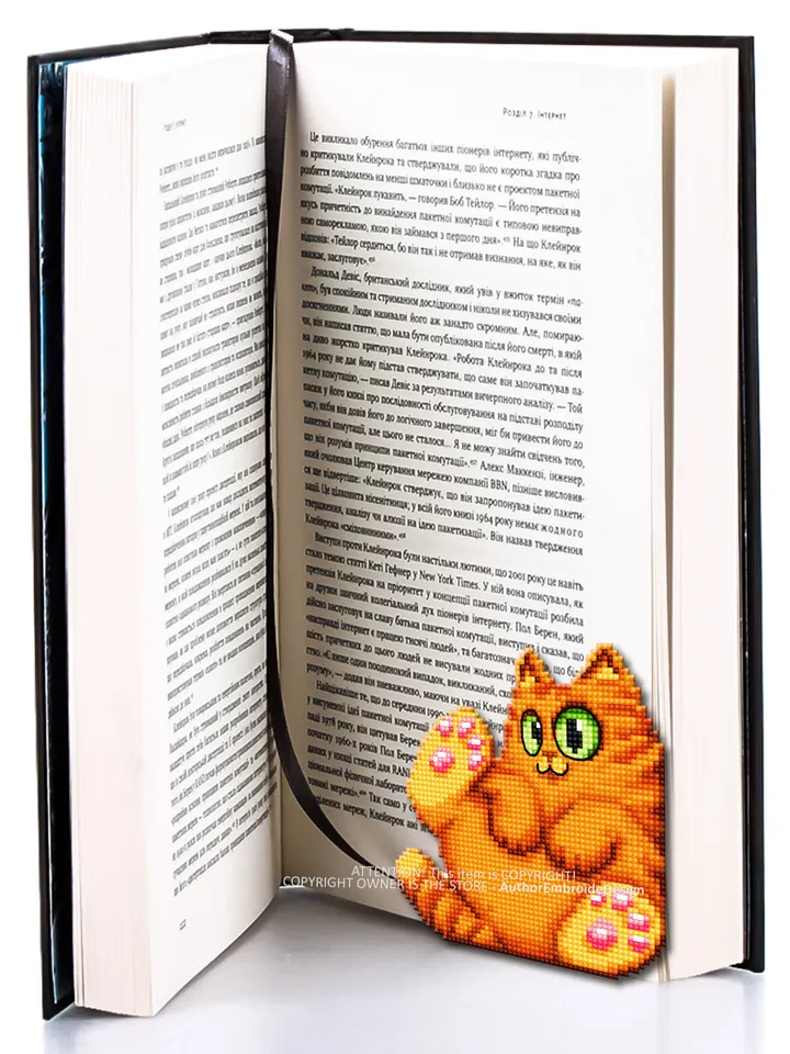 Orange cat Corner bookmark cross stitch pattern download PDF Cat cross stitch chart, Cat bookmark digital pattern PDF, Cat lover gift #B266