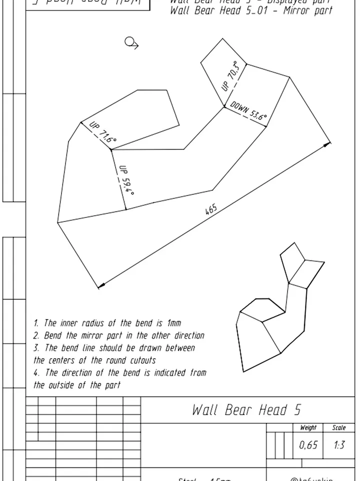 Welding Project Plans Drawings Bear Head (DXF, PDF)