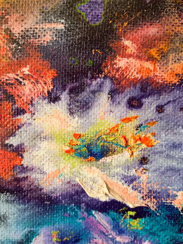 Sea Flowers Underwater Art Original Oil Painting Abstract Framed Impasto Svinar Oksana