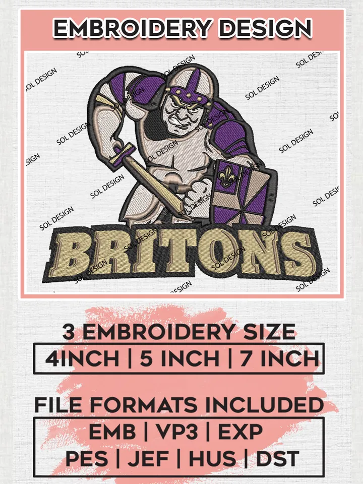 NCAA Britons College Team Logo Embroidery Design Files, NCAA Albion Britons Machine Embroidery, NCAA Teams, 3 sizes, NCAA Machine embroidery designs, Digital Download