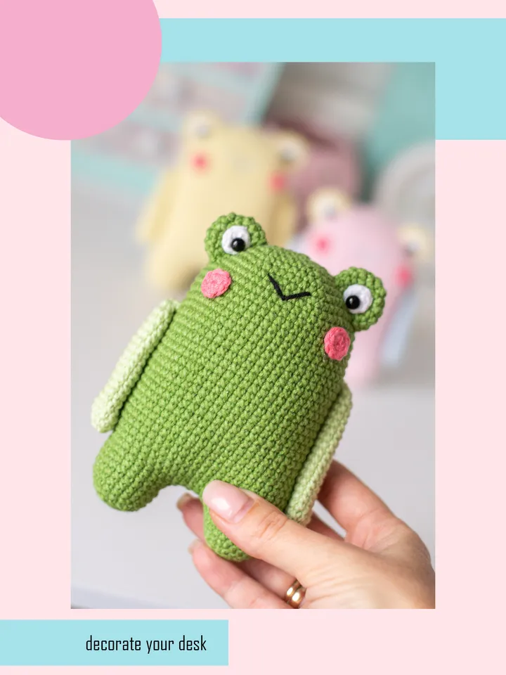 Crochet pattern amigurumi FROG toy pattern PDF file in ENG for beginners
