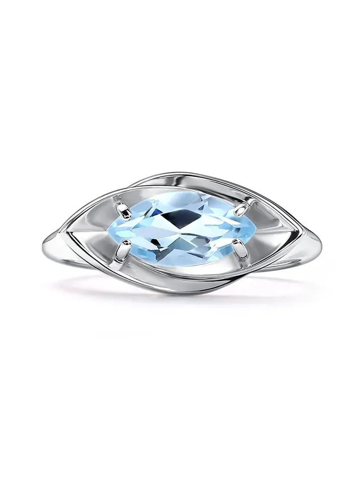 Silver 925 ring for women with sky blue topaz