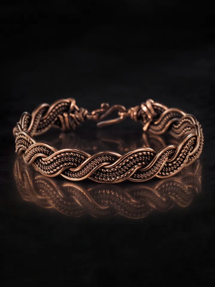 Woven copper wire bracelet Antique style handcrafted copper jewelry Unique gift