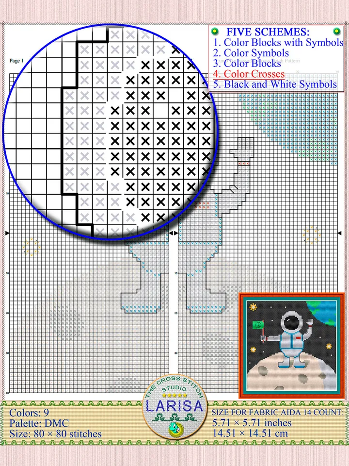 Lunar Ambassador Cross Stitch Pattern | Astronaut on the Moon