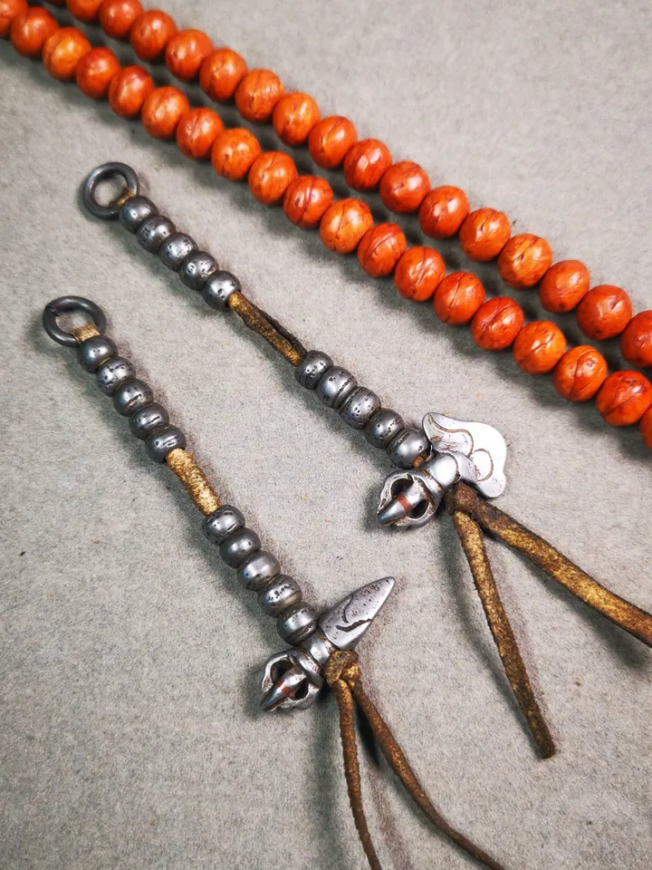 Gandhanra Handmade Tibetan Buddhist Mala Counters,Prayer Bead Counters,with Kartika and Kila Pendant,Made of Cold Iron