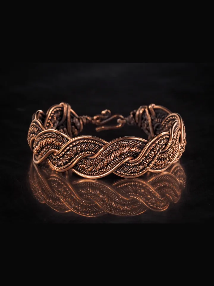Woven copper wire bracelet Antique style handcrafted copper jewelry Unique gift