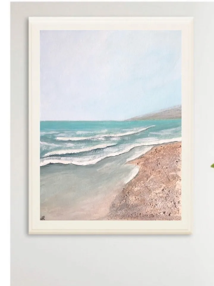 Sea original acrylic painting modern art kitchen painting 12 by 15 inches