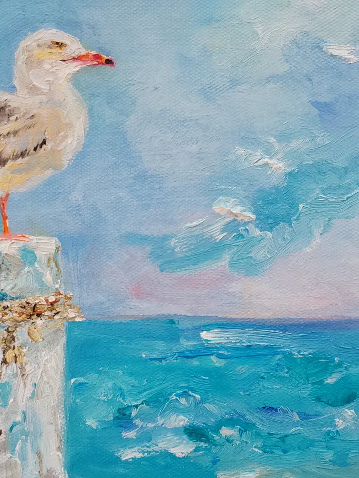 Gull oil painting 20x20cm (8x8 inches)