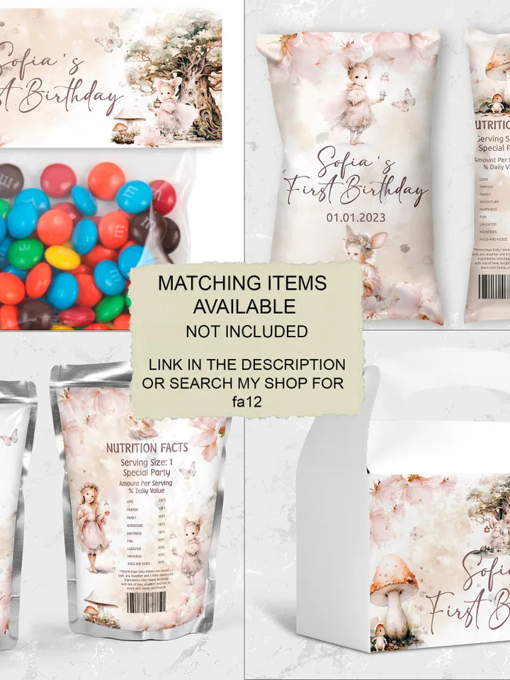 Editable Fairy Birthday water label template Fairy Floral Birthday Magical Enchanted Fairy Birthday  Pixie Fairy water bottle Party  fa12
