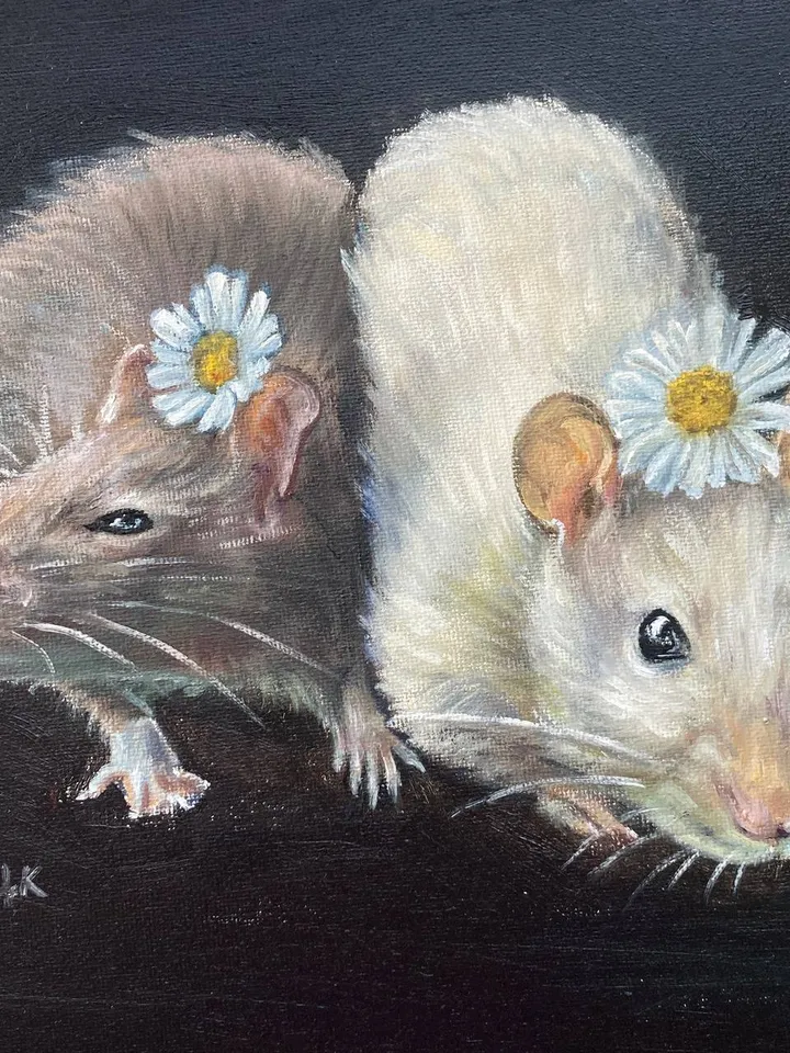 Rat Painting On Canvas Mouse Art Animal Painting Original Oil Painting Canvas Art Victorian Goth Art Antique Wall Art Moody Oil Painting
