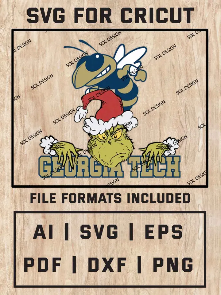 Grinch Georgia Tech SVG, NCAA College Team SVG Design, NCAA Georgia Tech Yellow Jackets SVG, NCAA Georgia Tech Yellow Jackets Team Cricut, Christmas Svg, Grinch svg, Digital Download