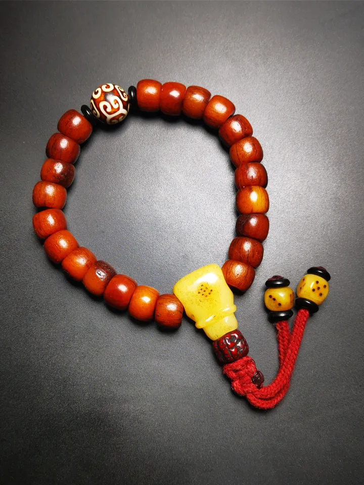 Gandhanra Handmade Tibetan Yak Bone Wrist Mala Bracelet,23 Prayer Beads Bracelet for Men