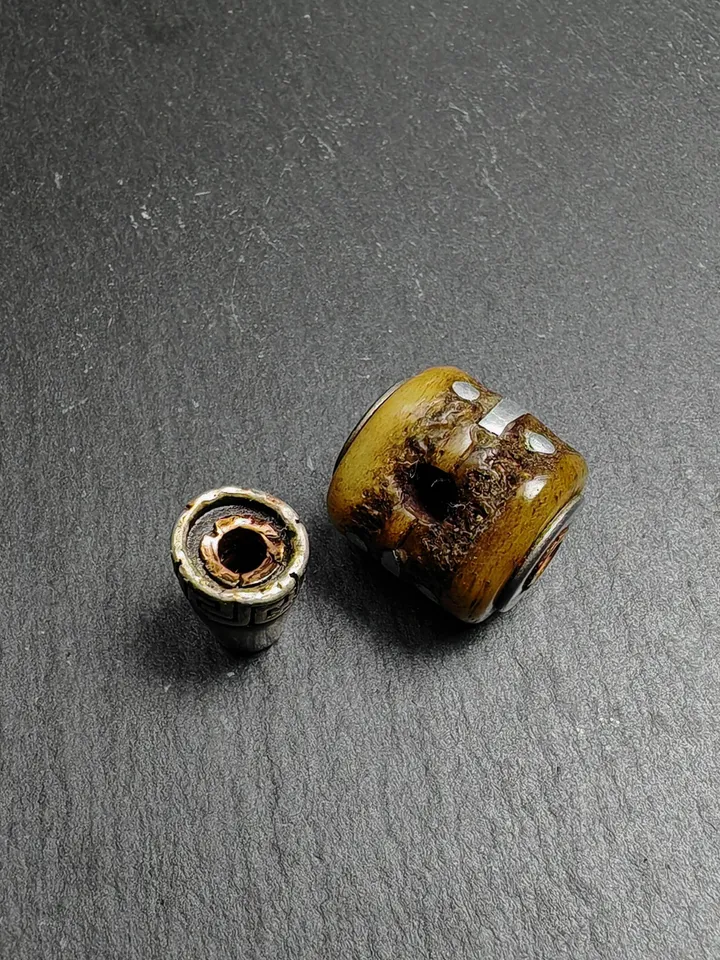 Gandhanra Tibetan Yak Bone Carved Guru Bead,T-drilled 3-Hole Connector Bead for Prayer Bead,Mala Accessories