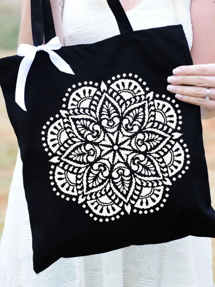 Mandala cross stitch pattern download PDF Flower mandala digital Beginner stitch Monochrome cross stitch Simple modern xstitch chart #M172