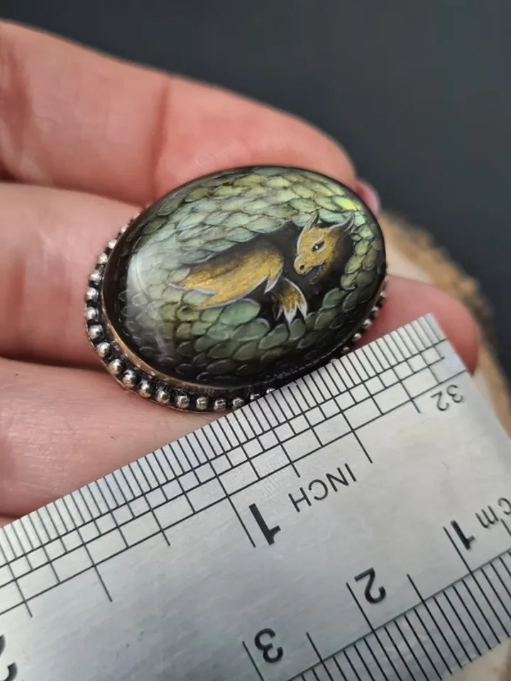 Dragon ring Labrodarite ring