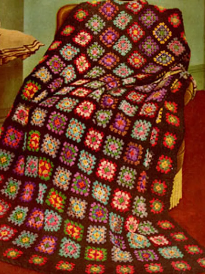 Crochet Pattern Vintage Afghan Granny Digital Download PDF
