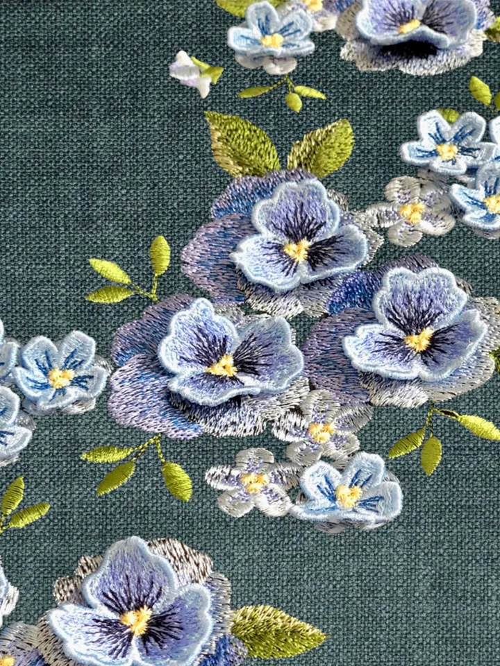 Pansies and Forget-me-nots 3D flowers set machine embroidery designs digital embroidery pattern home and clothing décor embroidery motif 3D