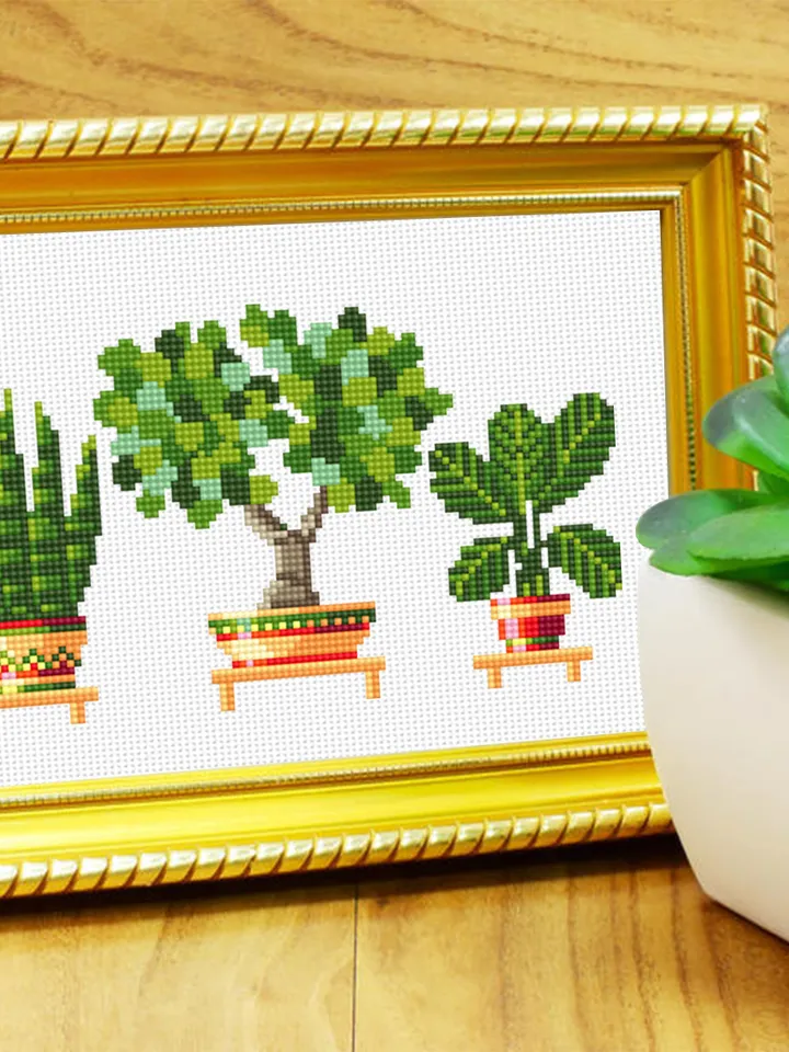 Home plants cross stitch pattern download PDF Garden embroidery PDF, Potted plants cross stitch, Small beginner stitch, DIY Home decor #P19