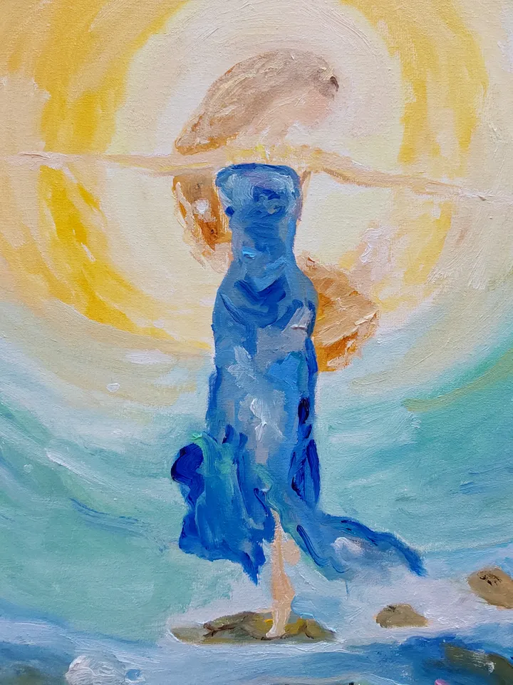 Oil painting on canvas 40x60cm (16x24 inches) "Dance with Turtles"