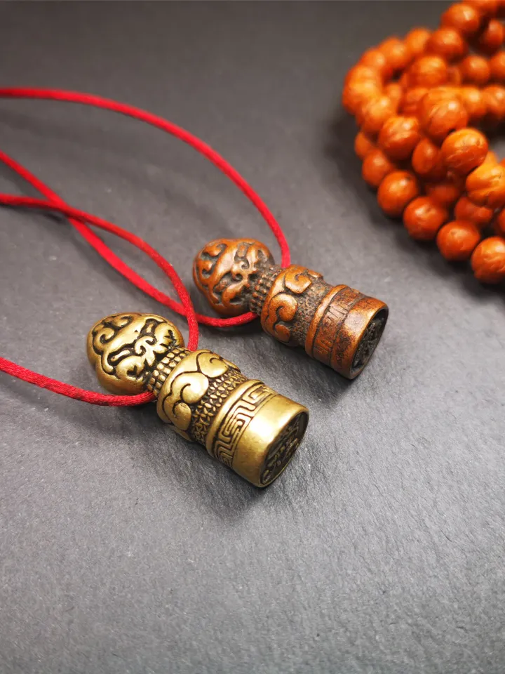 Gandhanra Vintage Tibetan Stamp Seal,Snow Lion Shape,Auspiious Meaning, Hand Crafted Amulet Pendant,