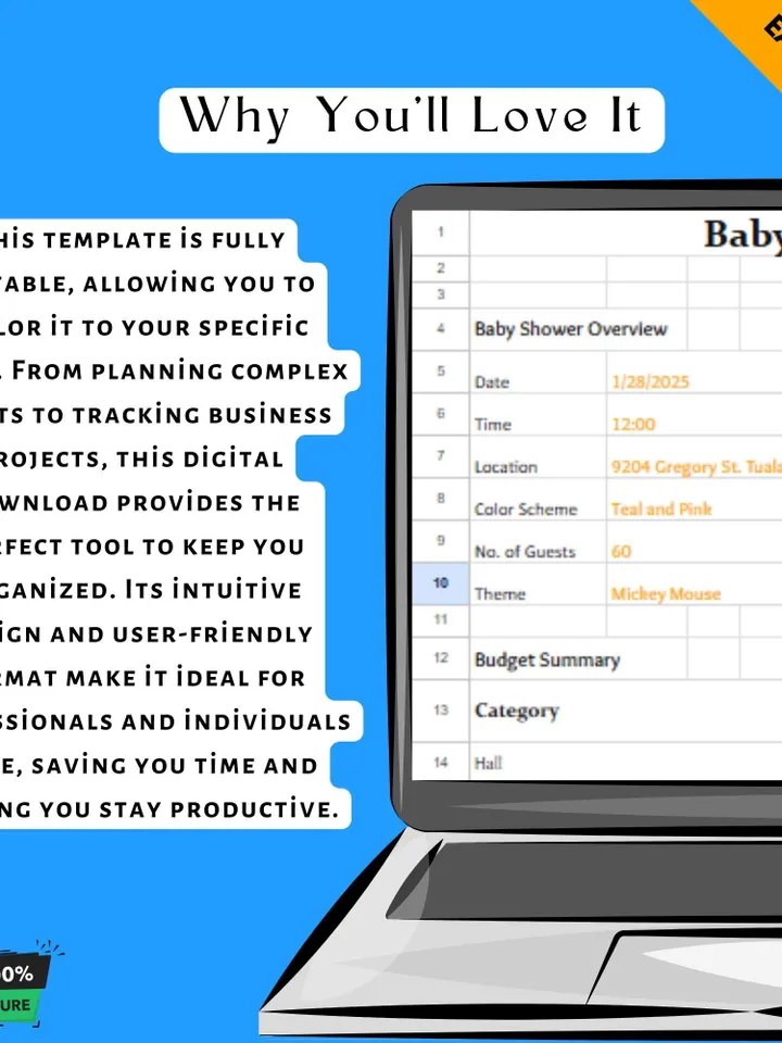 Baby Shower Budget Template, Editable Google Sheets Digital Download, Party Planning Cost Tracker, Event Budget Planner