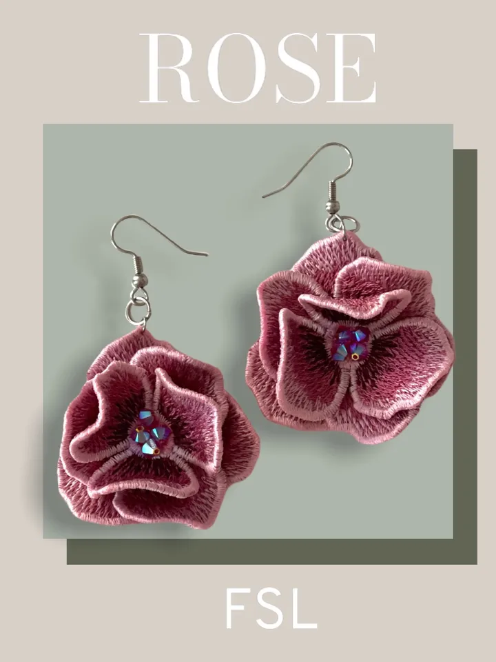 Roses FSL for creating jewelry machine embroidery designs Free standing lace embroidery pattern 3D flower embroidery motif Flower FSL