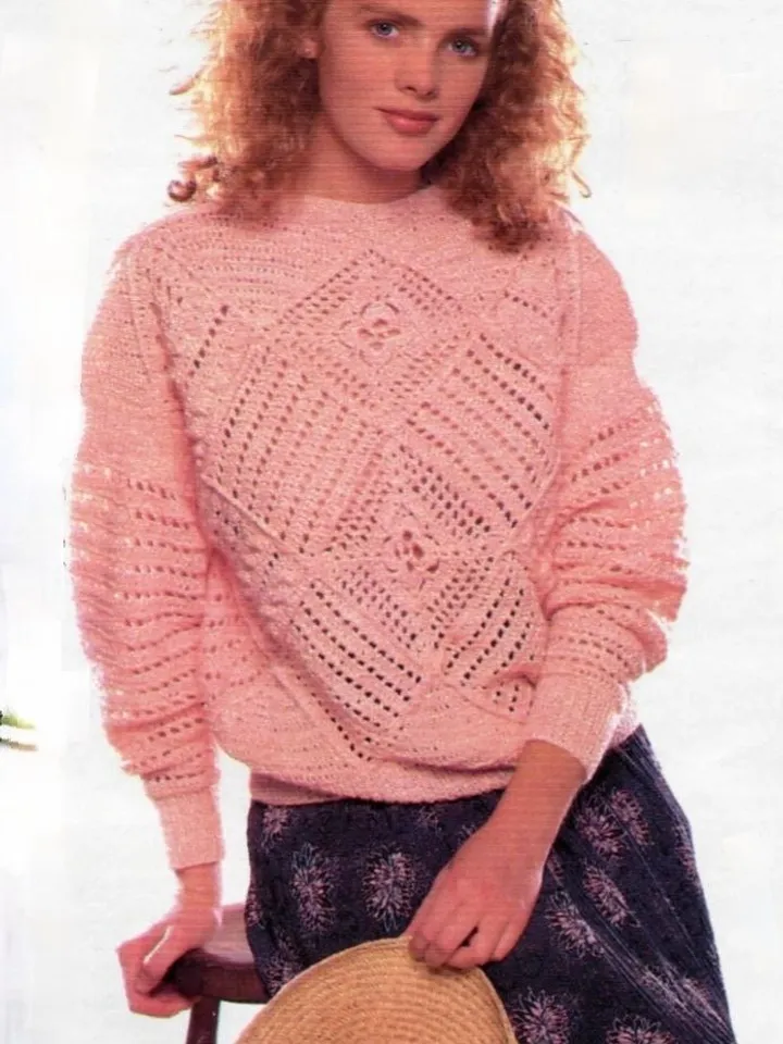 Sweater crochet pattern, summer sweater, squares sweater crochet pattern pdf
