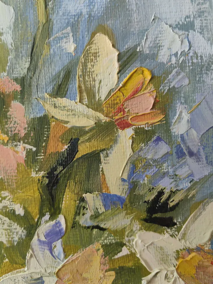 Narcissus Original Oil Panting Bouquet Of White Daffodils Wall Art