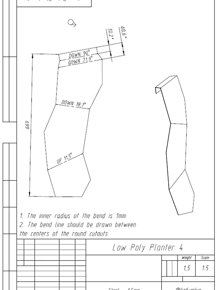 Welding Project Plans Drawings Rock Planter (DXF, PDF)