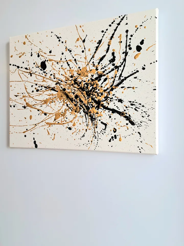 Painting with gold paint "Oil (Petroleum)" abstract black with gold contemporary art