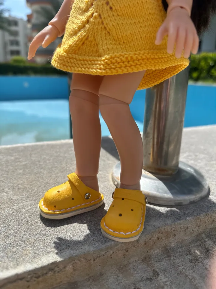 Paola Reina Doll 4 ITEMS Set: Exclusive Handmade Outfit - Summer Dress, Beret, Headband, Crocs
