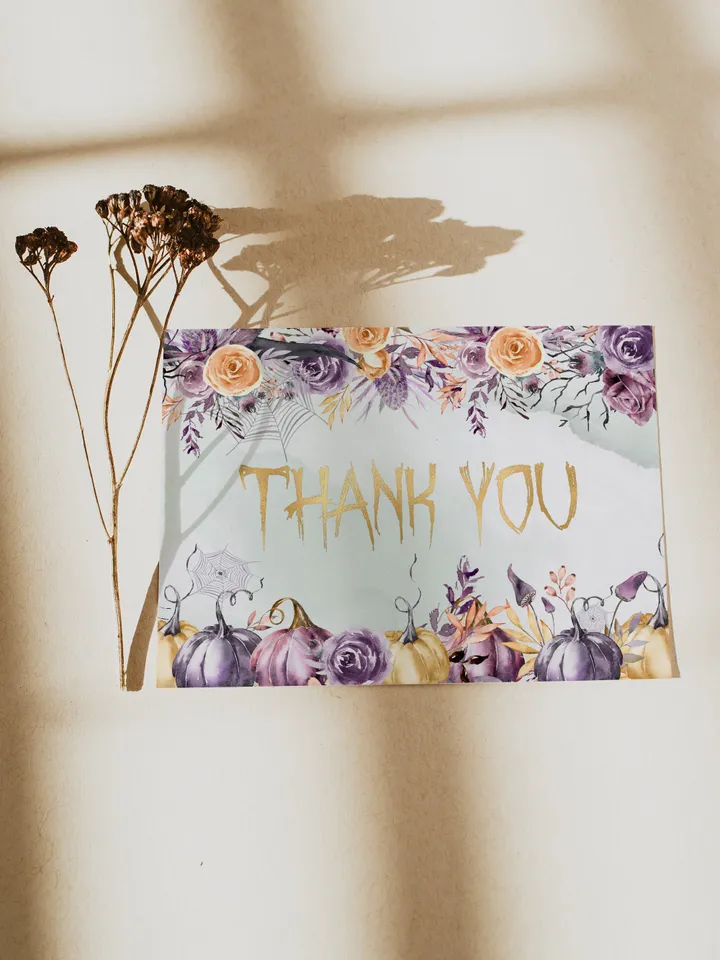 Editable Ghost Thank you card; Printable Baby shower thank you card; Halloween Party Decoration; Little boo is almost due baby shower; FLH60