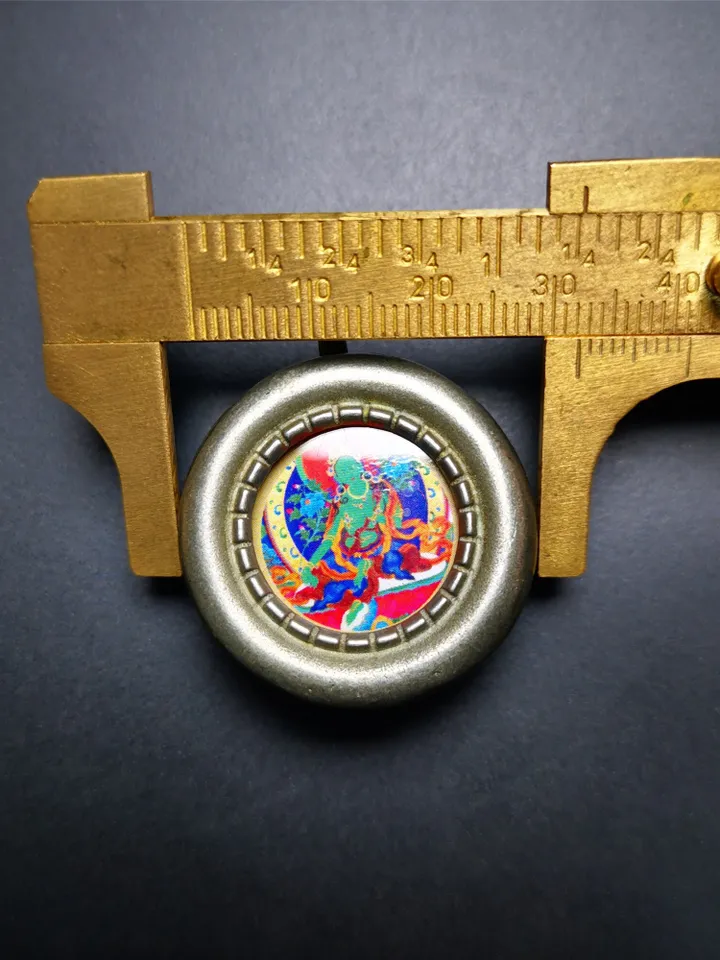 Gandhanra Vintage Green Tara Gau Ghau Shrine,Round Tibetan Buddhist Altar Amulet Pendant,Made of White Copper