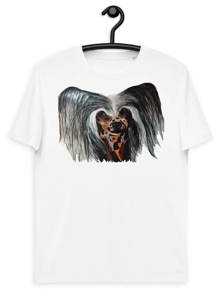 Chinese crested dog Unisex organic cotton t-shirt made with my own design,original watercolor chinese dog painting,funny animals gifts.